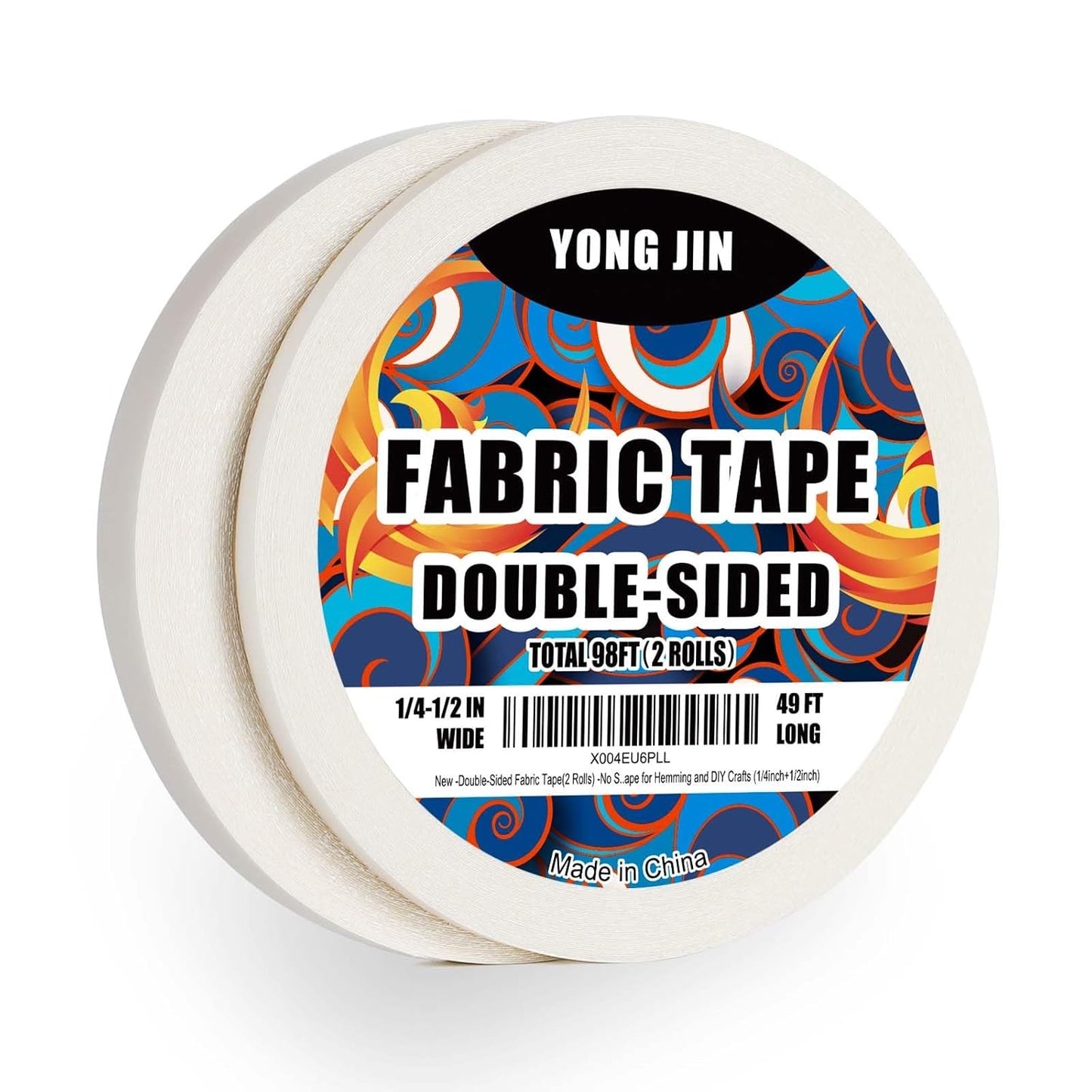 Double-Sided Fabric Tape - No Sewing or Ironing Needed | Quick Clothing Repairs, Adhesive Cloth Tape (2 Rolls, 1/4" & 1/2")