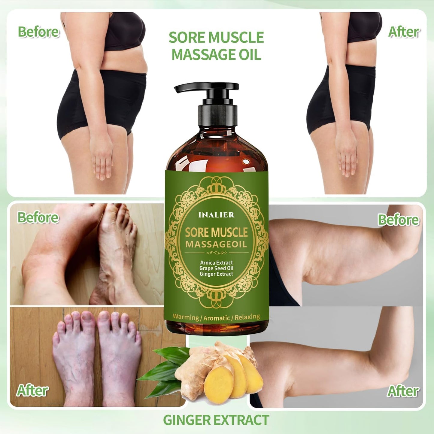 Massage Oil Set for Men | 3-Pack Arnica & Lavender Therapy Oils with Massage Ball & Thumb Saver Tool