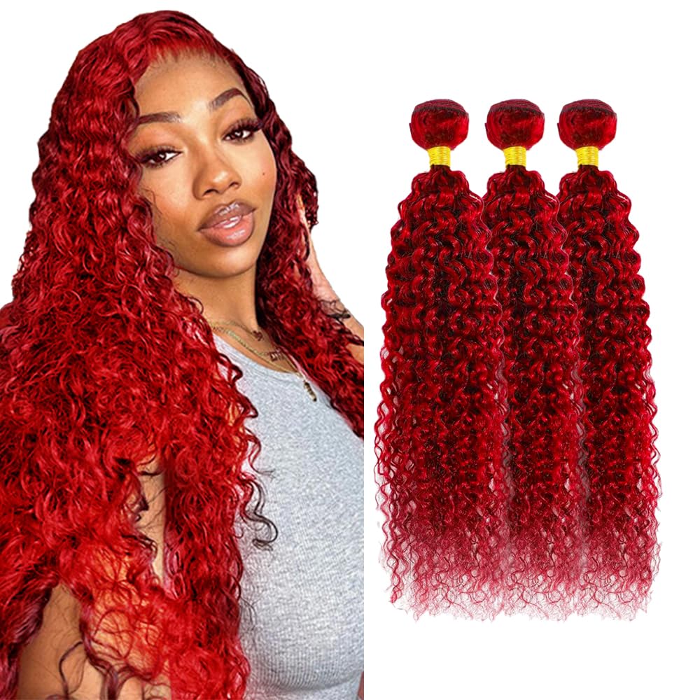 Red Bundles Human Hair GveoXvo Red Bundle Burgundy Water Wave Bundle 22 24 26 inch Burgundy Bundles Human Hair Extensions