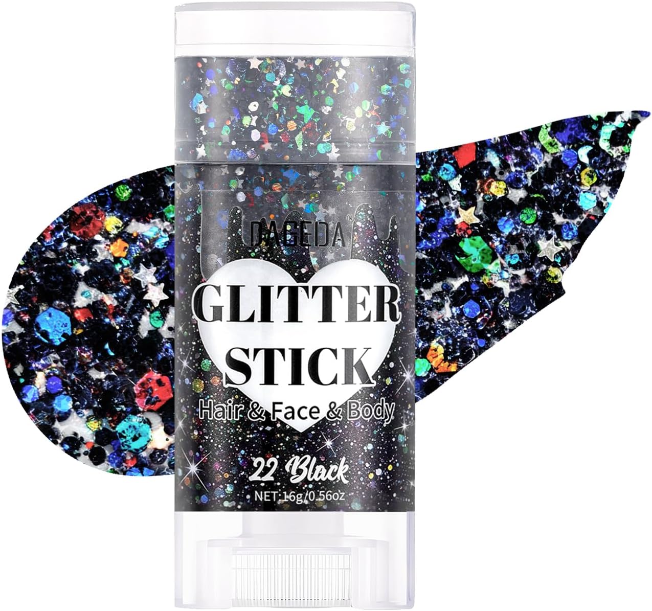 Red White Blue Body Glitter Stick - Sparkly Face Glitter Makeup for 4th of July | Shimmer Face Paint Stick