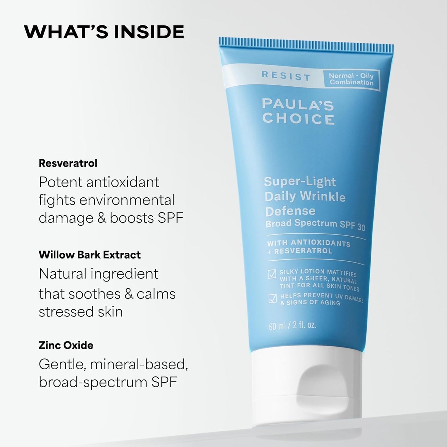 Paula's Choice RESIST SPF 30 Mineral Sunscreen - Lightweight Daily Wrinkle Defense for Oily Skin | Fragrance-Free, Matte Finish