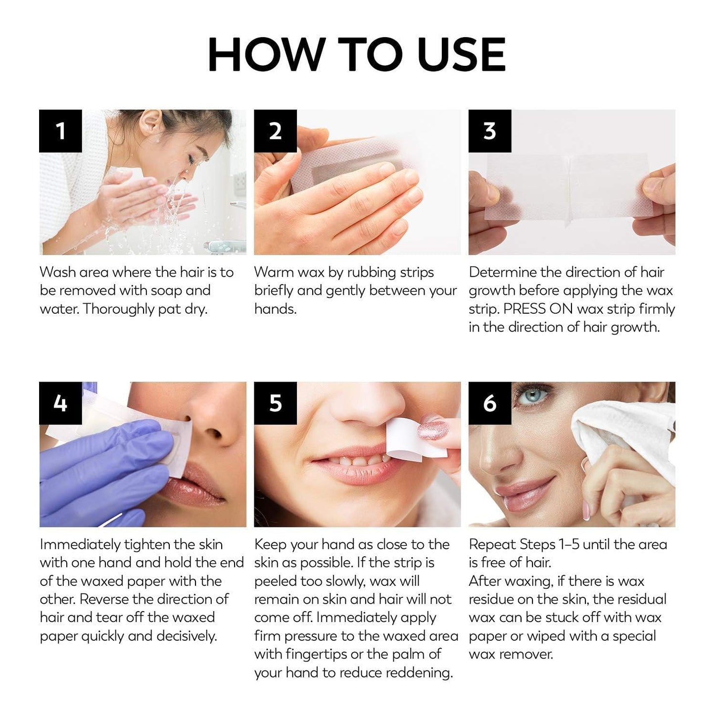 ShineMore Facial Wax Strips - Hypoallergenic Hair Removal for All Skin Types | 40 Strips + 4 Calming Oil Wipes