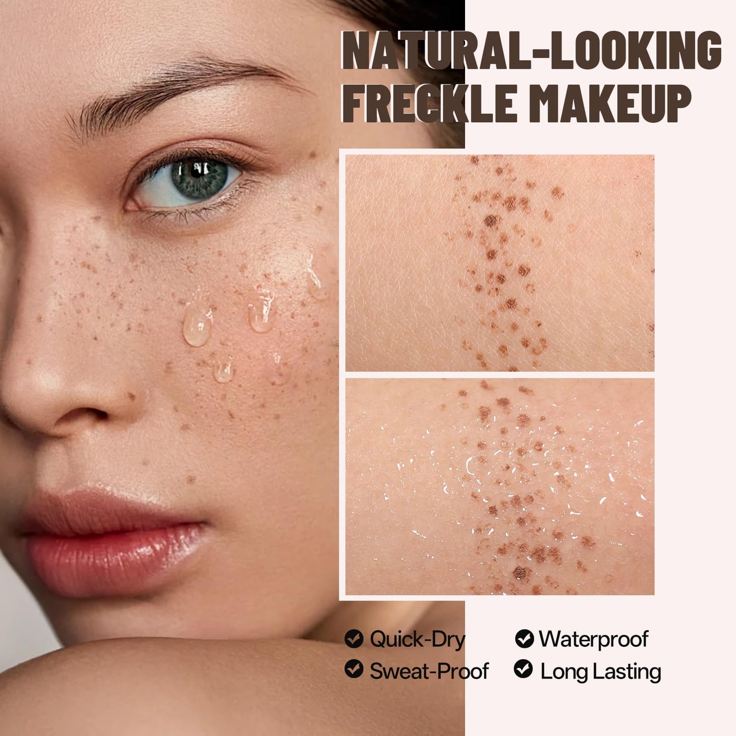 Pudaier ALL NEW Freckle Stamp Pen, Longer-Lasting & Waterproof Fake Freckles, 5-Point Faux Freckles Stain Marker Pencil, Natural-Looking Freckle Sunkissed Makeup, Upgrade Light Brown