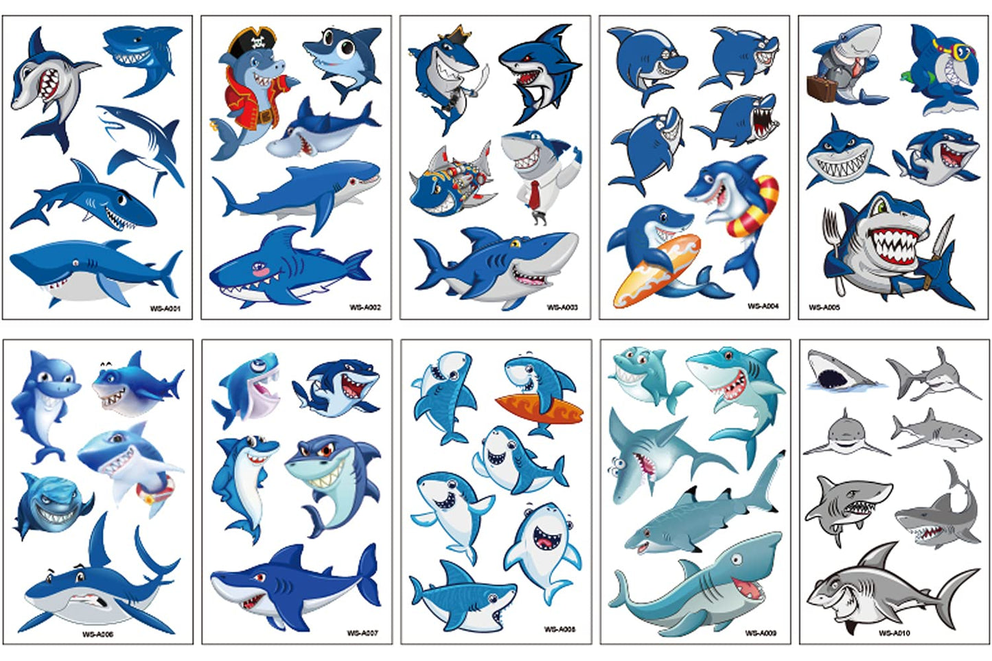 54Pcs Shark Temporary Tattoos, Under Ocean Fish Animals Fake Tattoo Stickers Decorations, Home Activity Classroom School Prizes Rewards, Birthday Party Favor Supplies