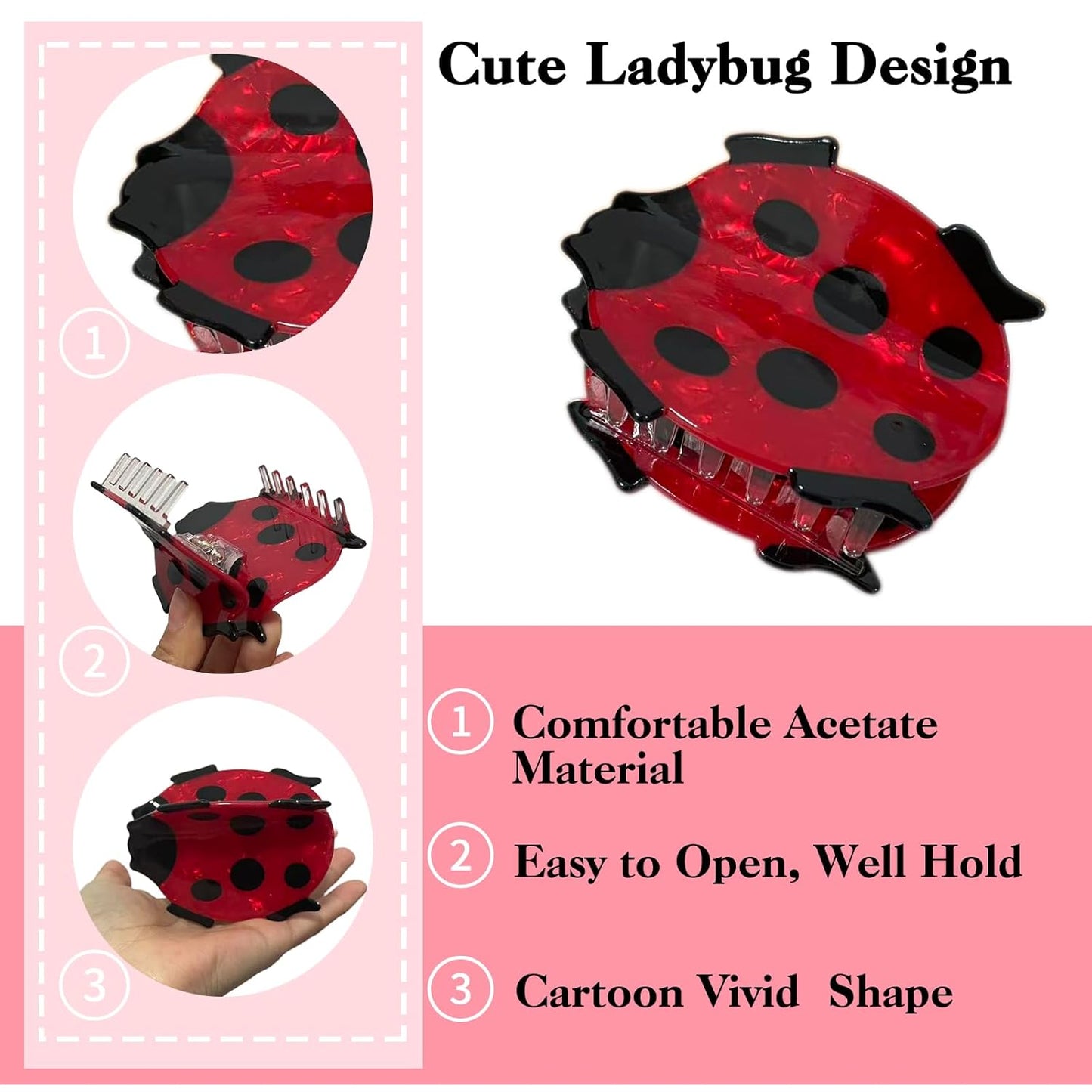 Ladybug Hair Claw Clips for Women - Cute Novelty Animal Accessories | Perfect for Birthdays & Holidays