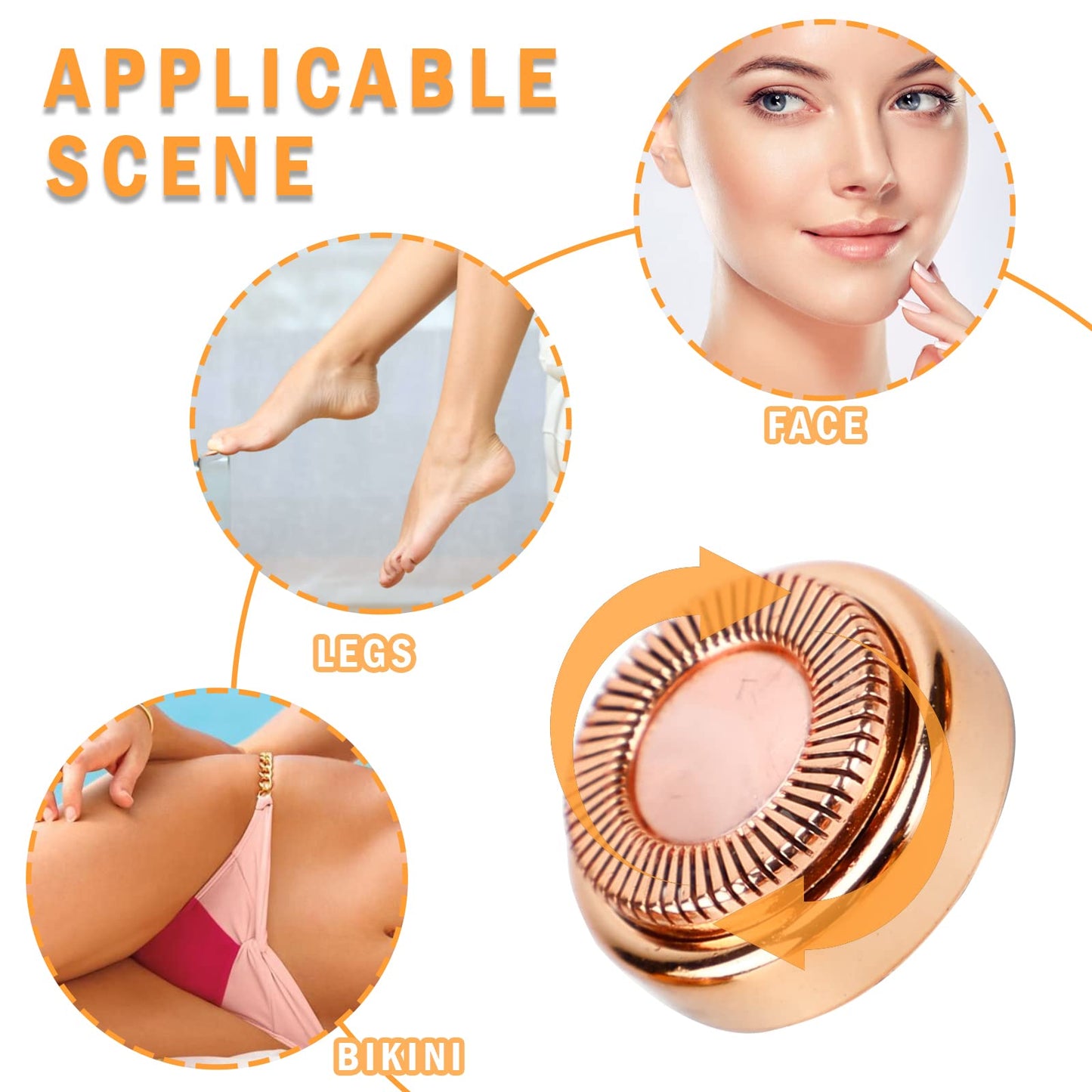 Facial Hair Remover Replacement Head, 6pcs Replacement Blades for Gen 1 Finishing Touch Flawless Facial Hair Removal Tool for Face (Rose Gold)