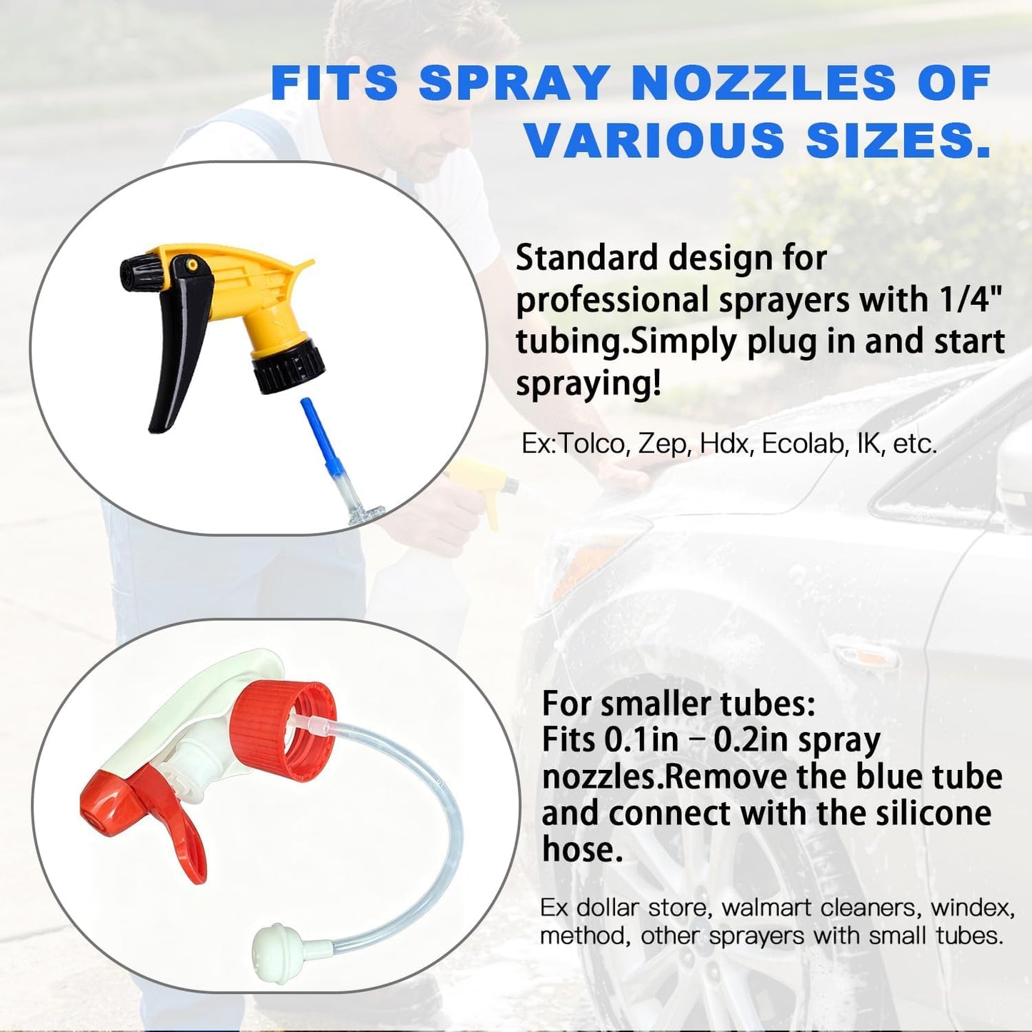 360° Spray Bottle Adapter - 6 Pack Universal Reusable Trim-to-Fit Dip Tube for Home Cleaning & Plant Care