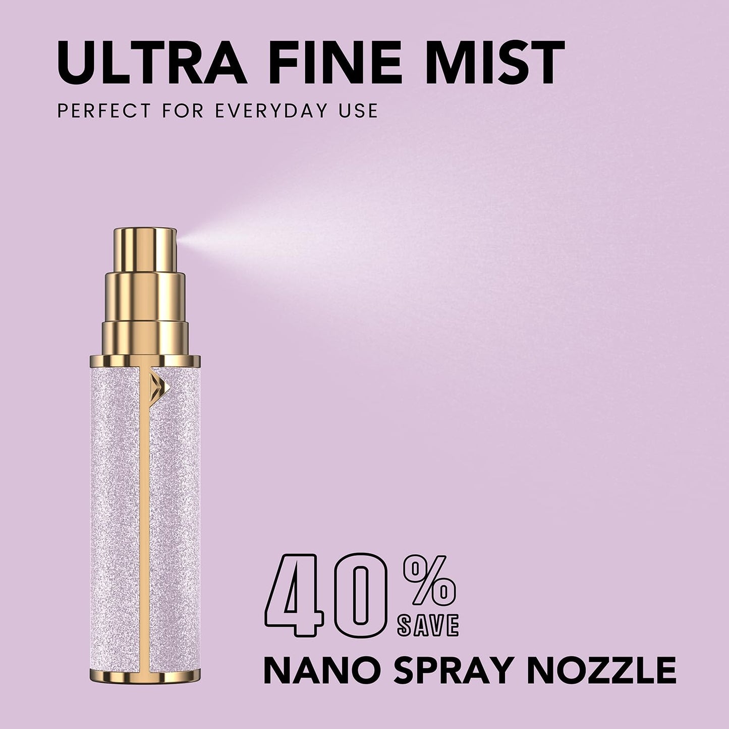 FENHON Perfume Travel Refillable Bottle, Glitter Leather Atomizer for Perfume, Portable Size Cologne Sprayer, Mini Fragrance Spray Bottle for Woman & Man Essentials (8ML Purple)