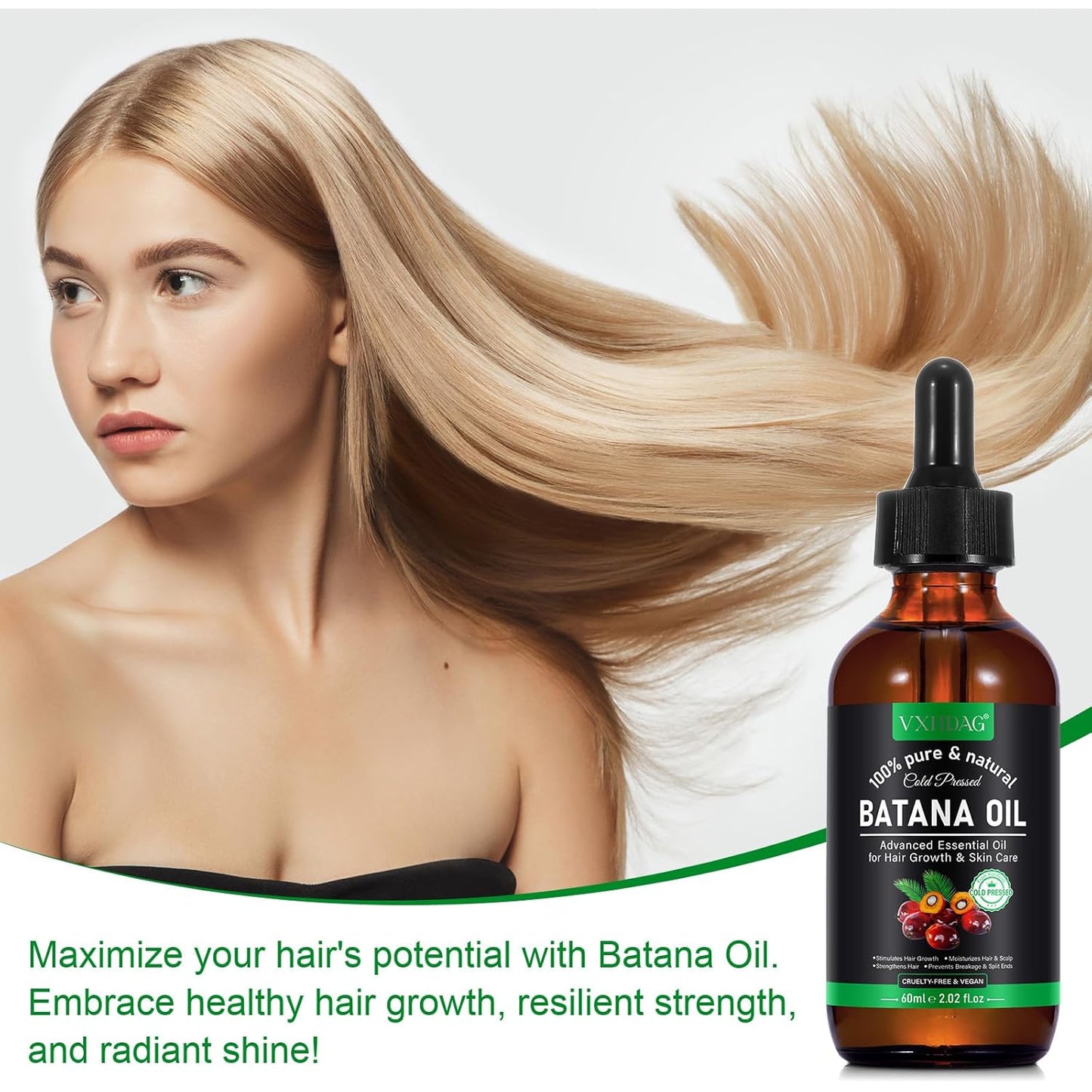 Batana Oil for Hair Growth - 100% Pure Natural Oil | Nourishes & Strengthens All Hair Types - 4.04 fl oz