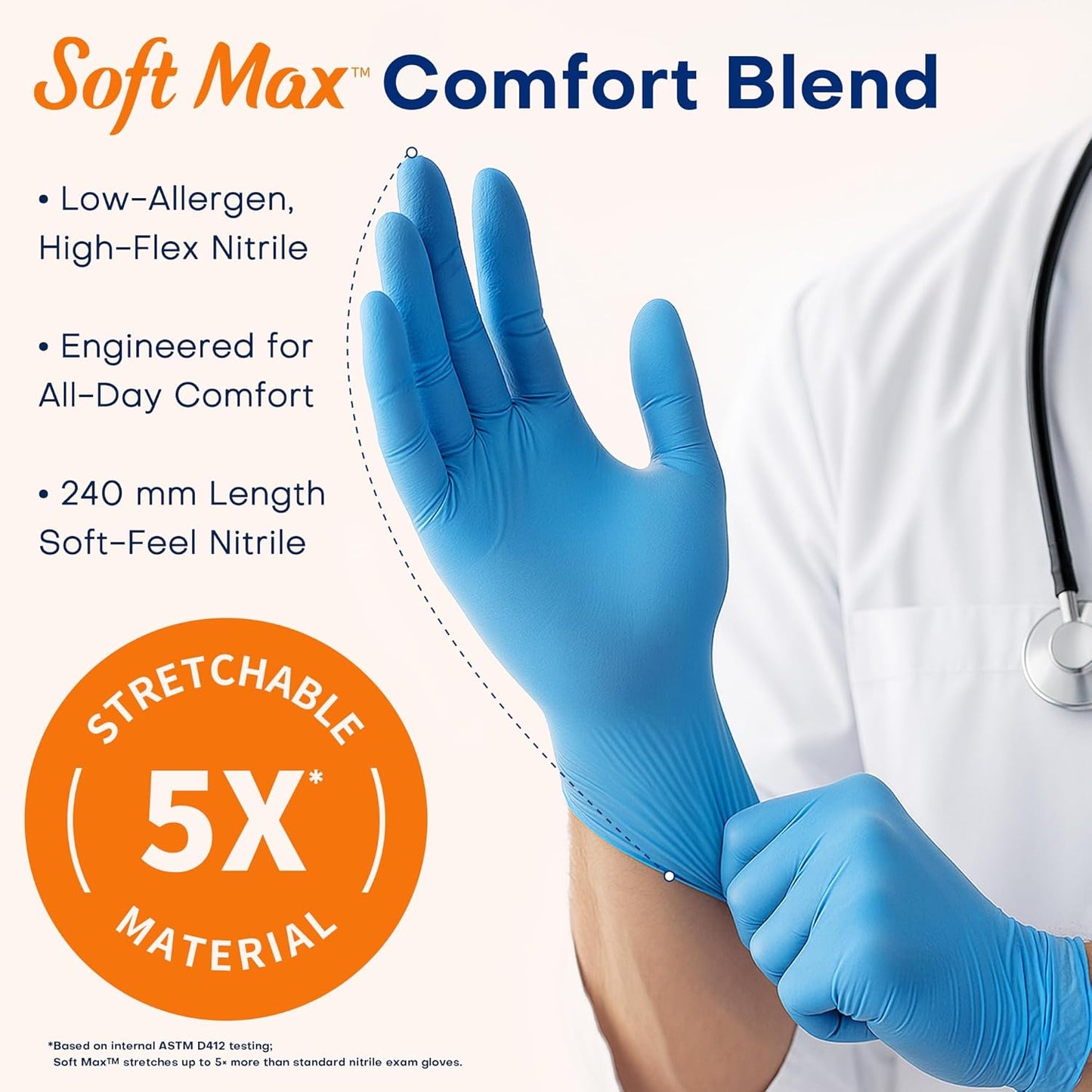 Nitrile Exam Gloves - Soft Max™ Latex-Free, Powder-Free, Disposable | 100 Count, Blue