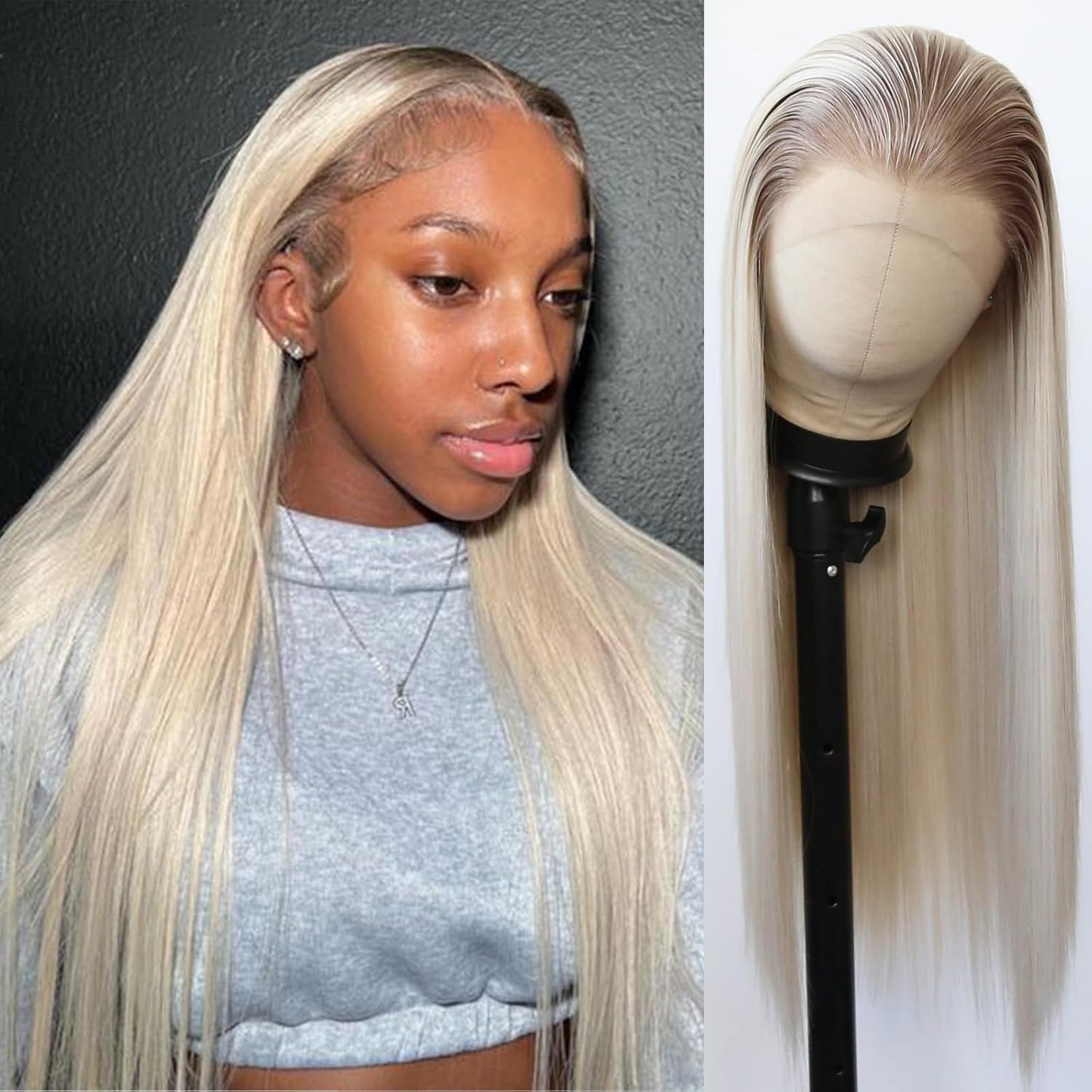 99J Burgundy Lace Front Wig - Long Straight Synthetic Hair, Pre-Plucked Natural Hairline for Black Women | Heat Resistant Fiber, Daily Wear