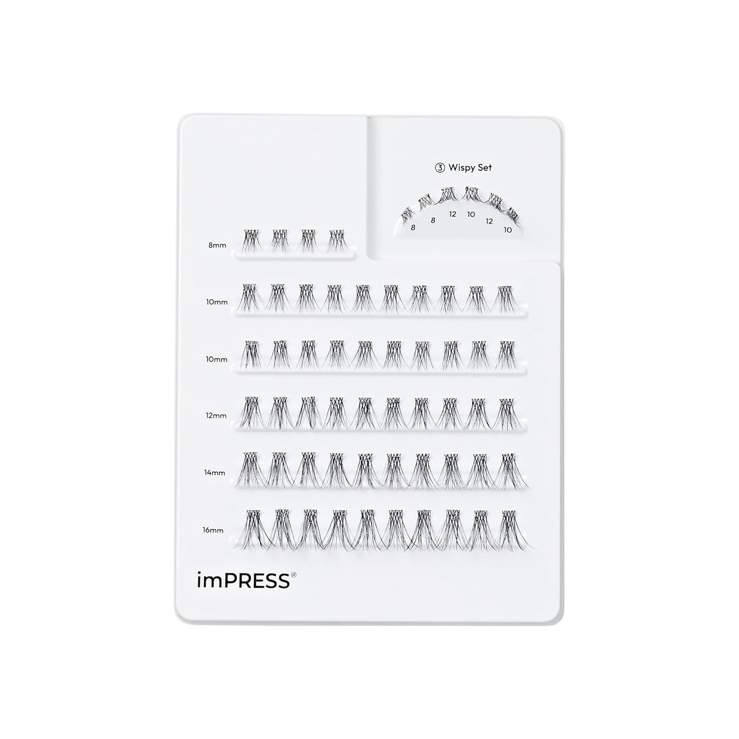 Kiss Impress False Eyelashes - Classic Wispy Lash Clusters, 60 Pre-Glued Lashes | 8mm-16mm, Contact Lens Friendly, Reusable