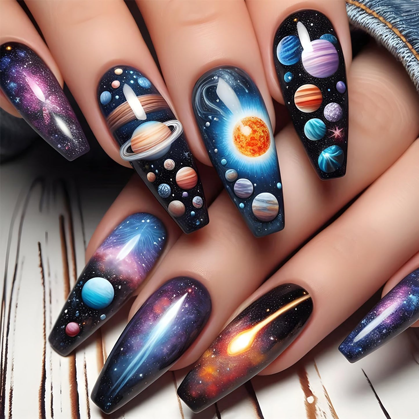 Mushroom Press-On Nails - Medium Flower Fantasy Design | Glossy Full Cover Ballet Shaped Fake Nails for Women