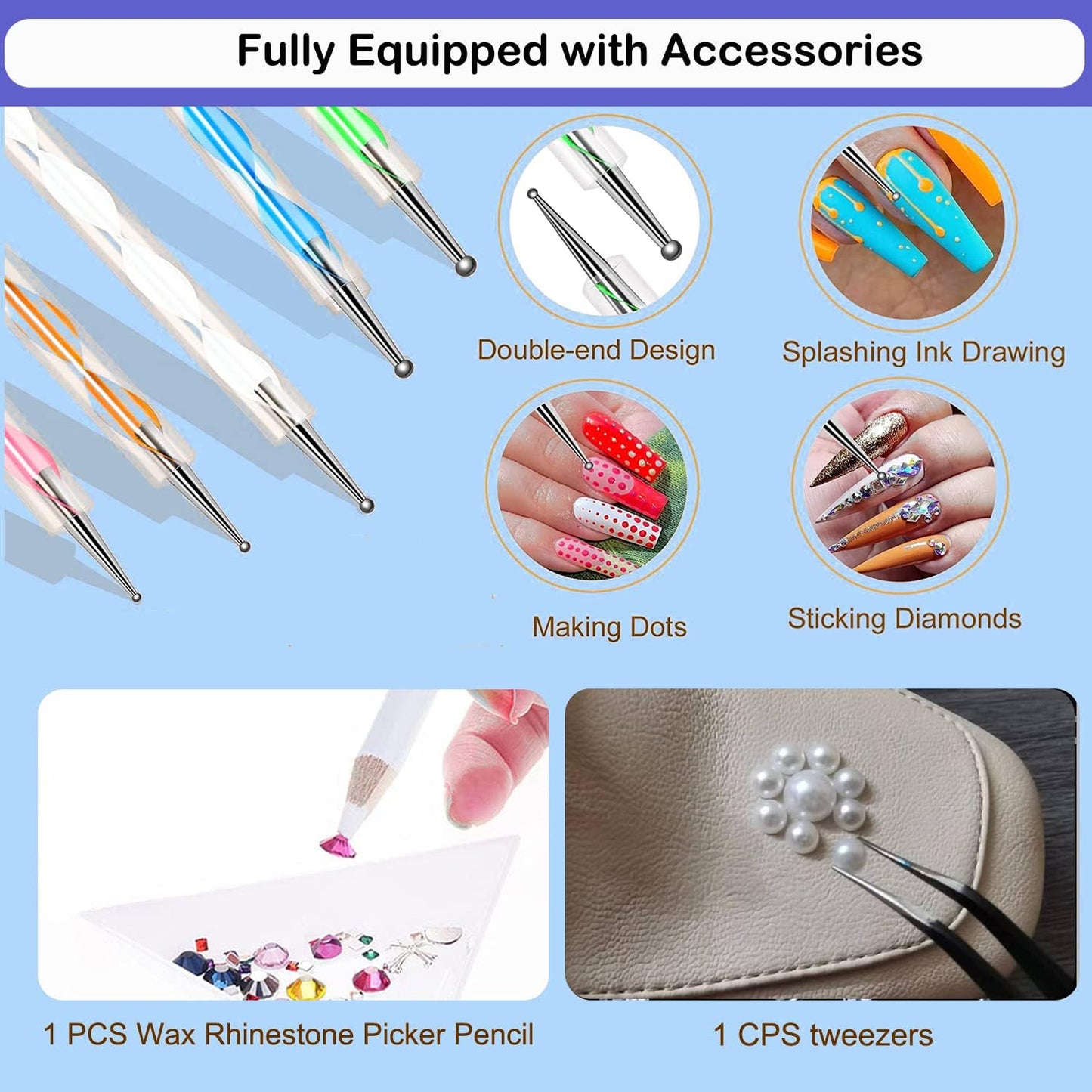 B7000 Adhesive Rhinestone Glue - 2PCS 110ml for Jewelry, Crafts & Nail Art | Includes Dotting Pens & Tweezers