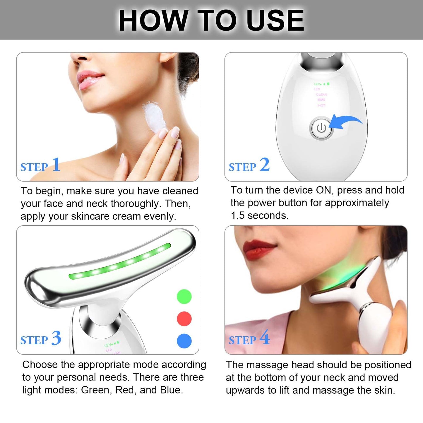 3-Color Light Therapy Facial Sculpting Tool – For Refreshed-Looking Skin & Jawline Care – Daily Beauty Ritual Device – Rechargeable Face Massager for Women