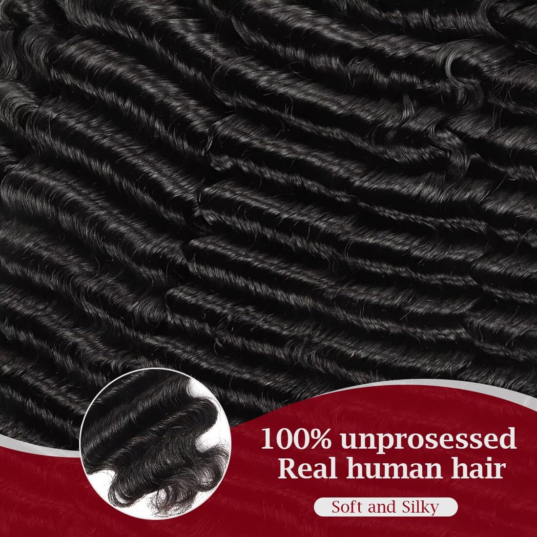 Miracle Knots Feather Human Crochet Hair 16 Inch 110g Pre-Looped 100% Human Hair for Deep Crochet Styles Invisible Seamless Knotless Soft Deep Wave Crochet Hair for Black Women (1B)