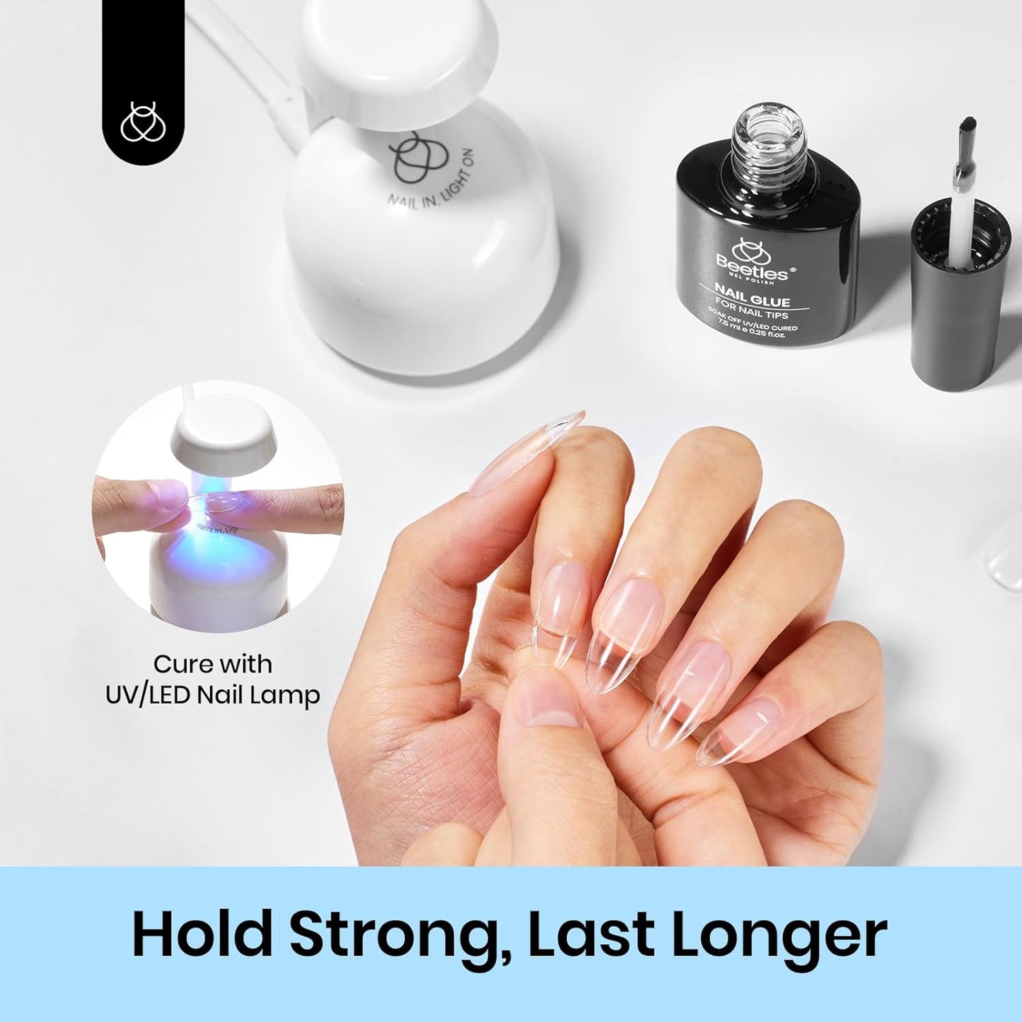 Beetles 9 in 1 Nail Glue Gel - Long-Lasting UV Curing for Acrylic & Press-On Nails | Summer Nail Art Essentials