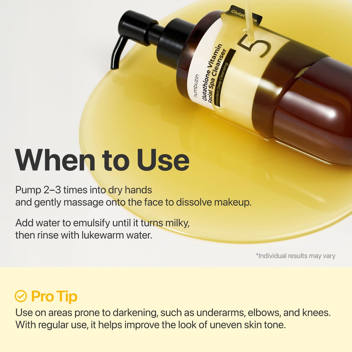 Numbuzin No.5 Cleansing Oil - Glutathione & Vitamin C for Pores, Sebum & Dark Spots | 6.76 fl oz