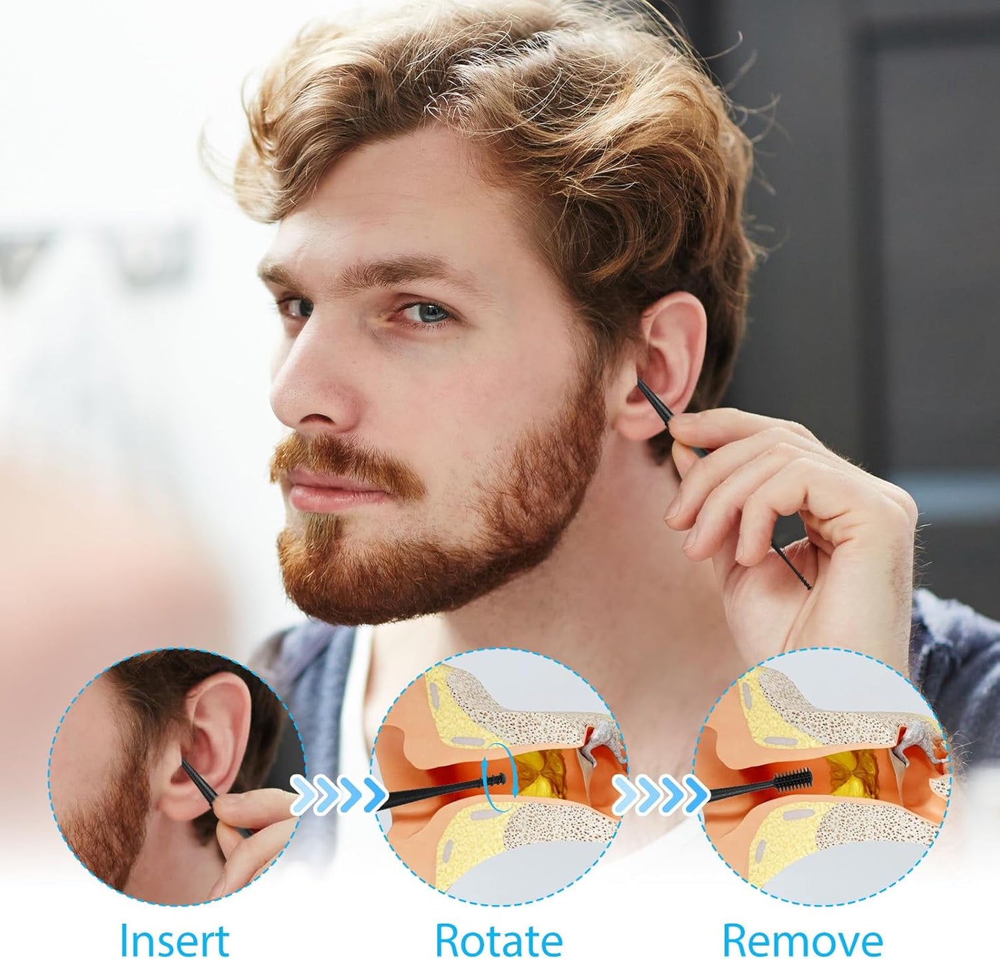 Silicone Ear Wax Removal Tool Set - 9 Reusable Spiral Tools with Cleaning Brush | Safe for Adults & Kids