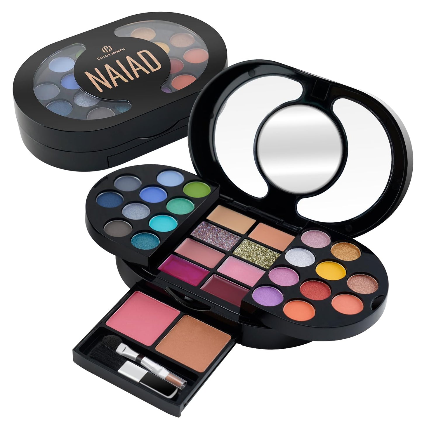 Color Nymph Travel Makeup Palette - Multi-Color Eyeshadows, Concealer, Glitter & More | Perfect for On-the-Go Beauty