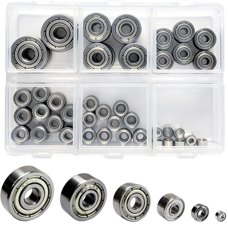 60 Pcs 6-Size 625ZZ 624ZZ 623ZZ 693ZZ 683ZZ 682ZZ Deep Groove Ball Bearings Kit, Miniature Bearings Assortment for Skateboards, Consumer Electronics - Double Shielded