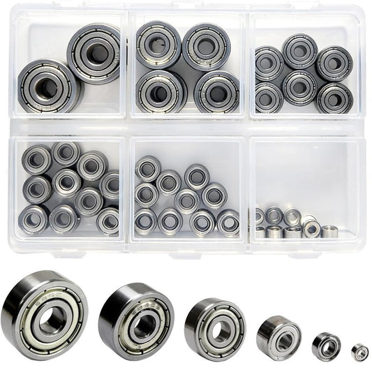 60 Pcs 6-Size 625ZZ 624ZZ 623ZZ 693ZZ 683ZZ 682ZZ Deep Groove Ball Bearings Kit, Miniature Bearings Assortment for Skateboards, Consumer Electronics - Double Shielded