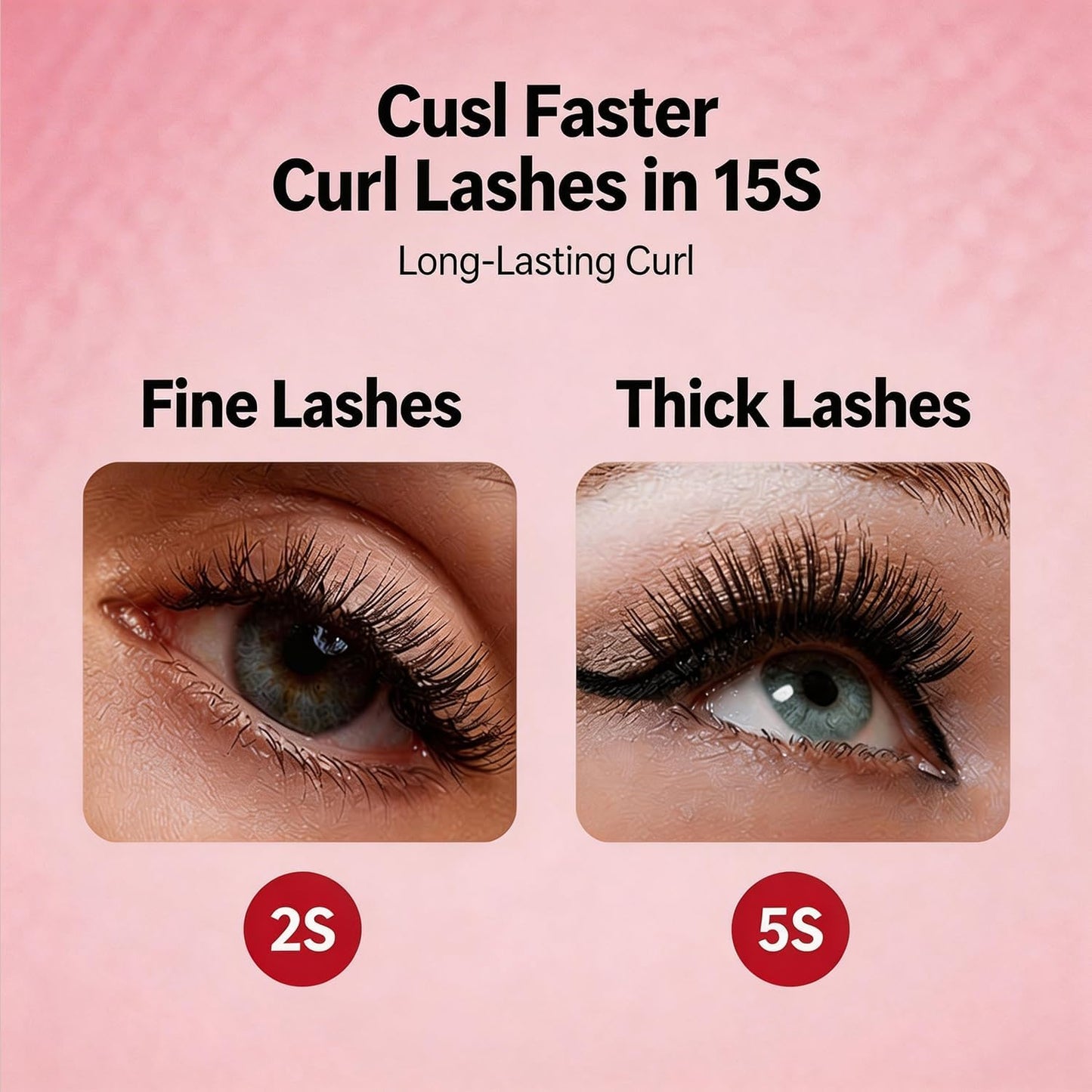 Electric Heated Eyelash Curler - 3 Temperature Modes & LED Display | Type-C Rechargeable, Pink