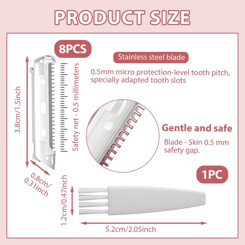 Nextpal 8-Pack Replacement Heads, Replacement Accessories for Flawless 2.0 Facial Hair Remover, Upgraded Exfoliation Blades with Safety Micro-Guards, Includes Cleaning Brush