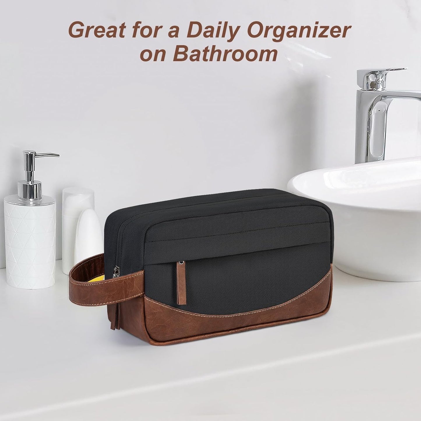 Travel Toiletry Bag - Water Resistant Hanging Organizer for Men | Large Capacity, Black Medium