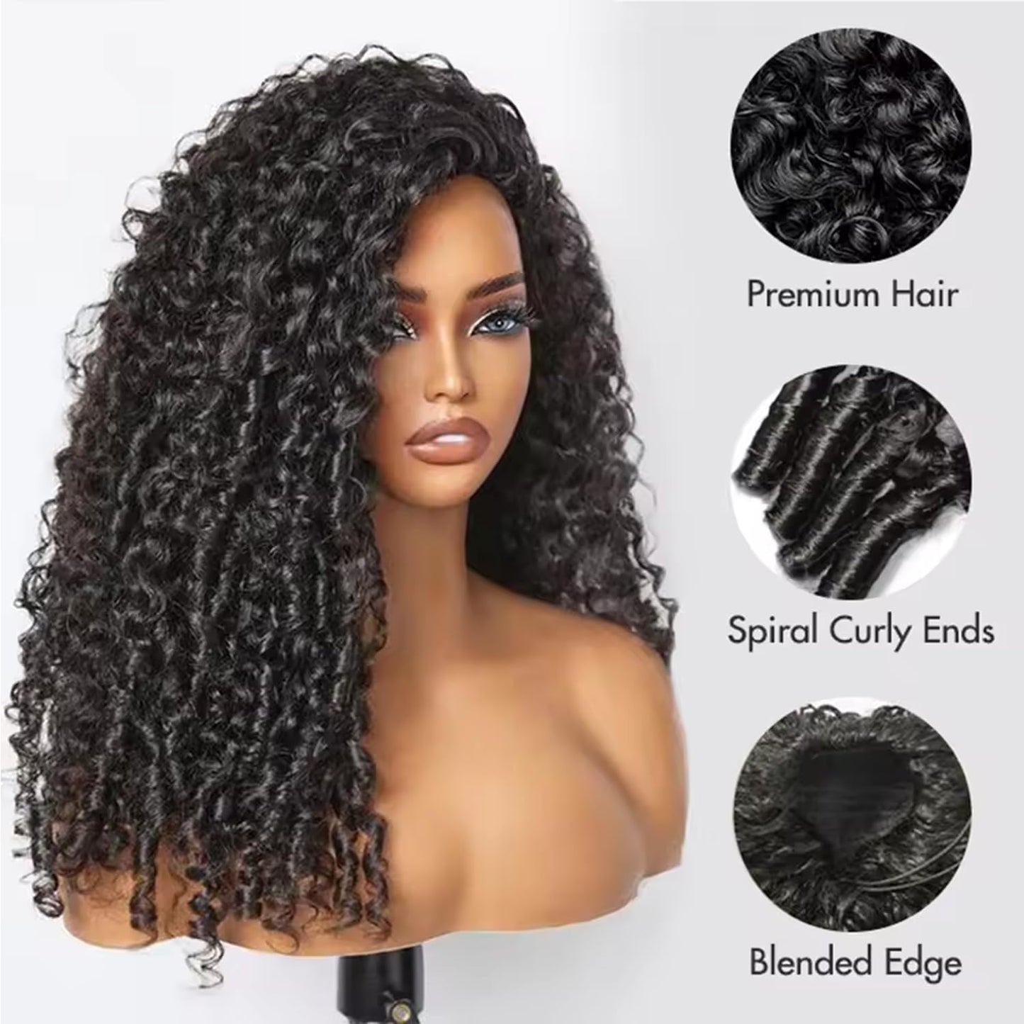 Burmese Curly Half Wig - 200 Density Human Hair | Beginner-Friendly 12 Inch Flip Over Design