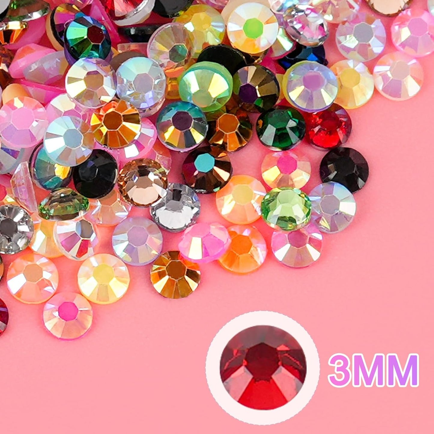Canvalite Jelly Rhinestones - 40 Colors 3mm Flatback Gems for Diamond Art | Bedazzler Kit with 3Pcs Jewelry Glue