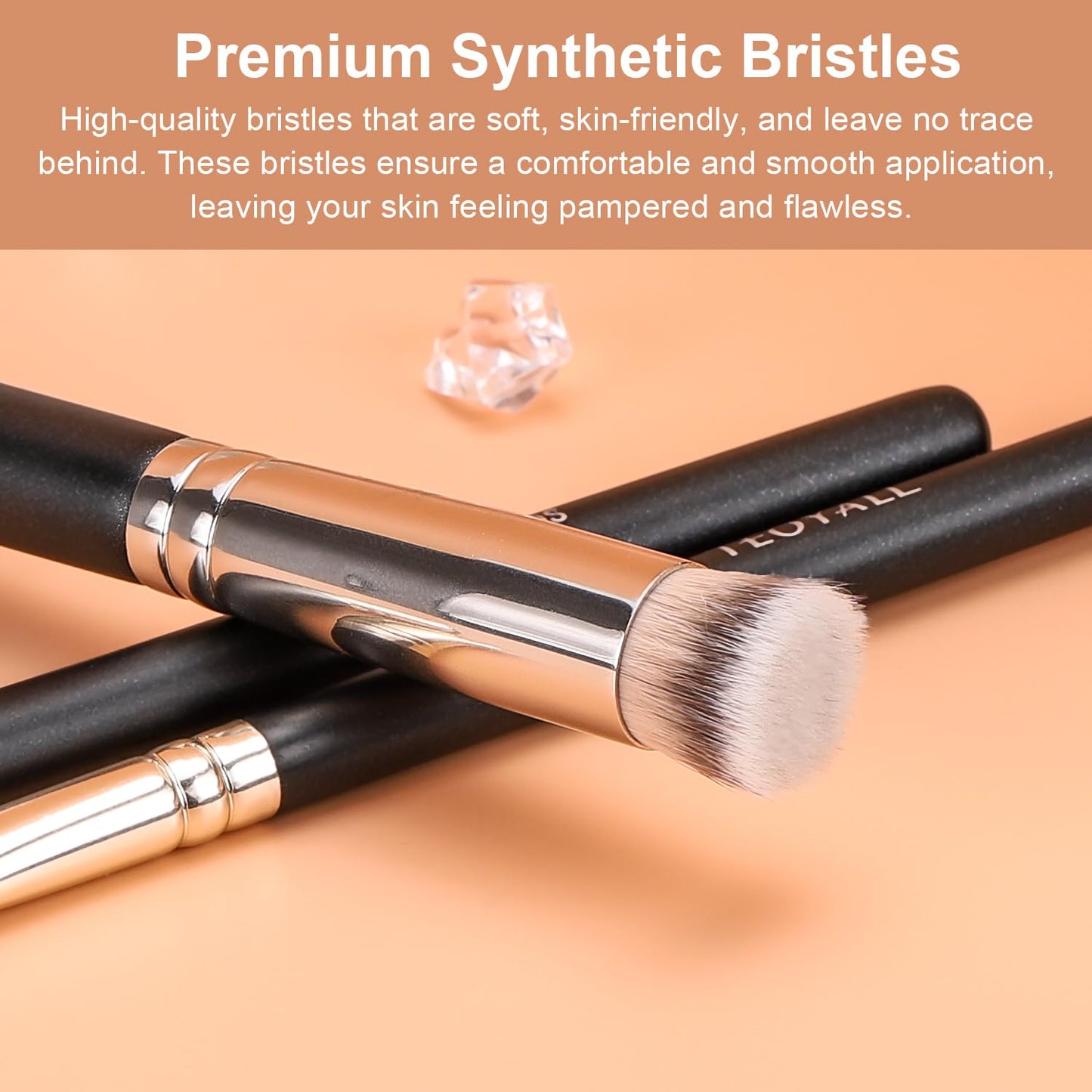 TEOYALL Concealer Brush Set, Flat Top Blush Brush, Angled Nose Contour Brush Ultra-Thin Eyeliner Eyebrow Brush for Flawless Finish (370S/Flat Top/Thin Flat)