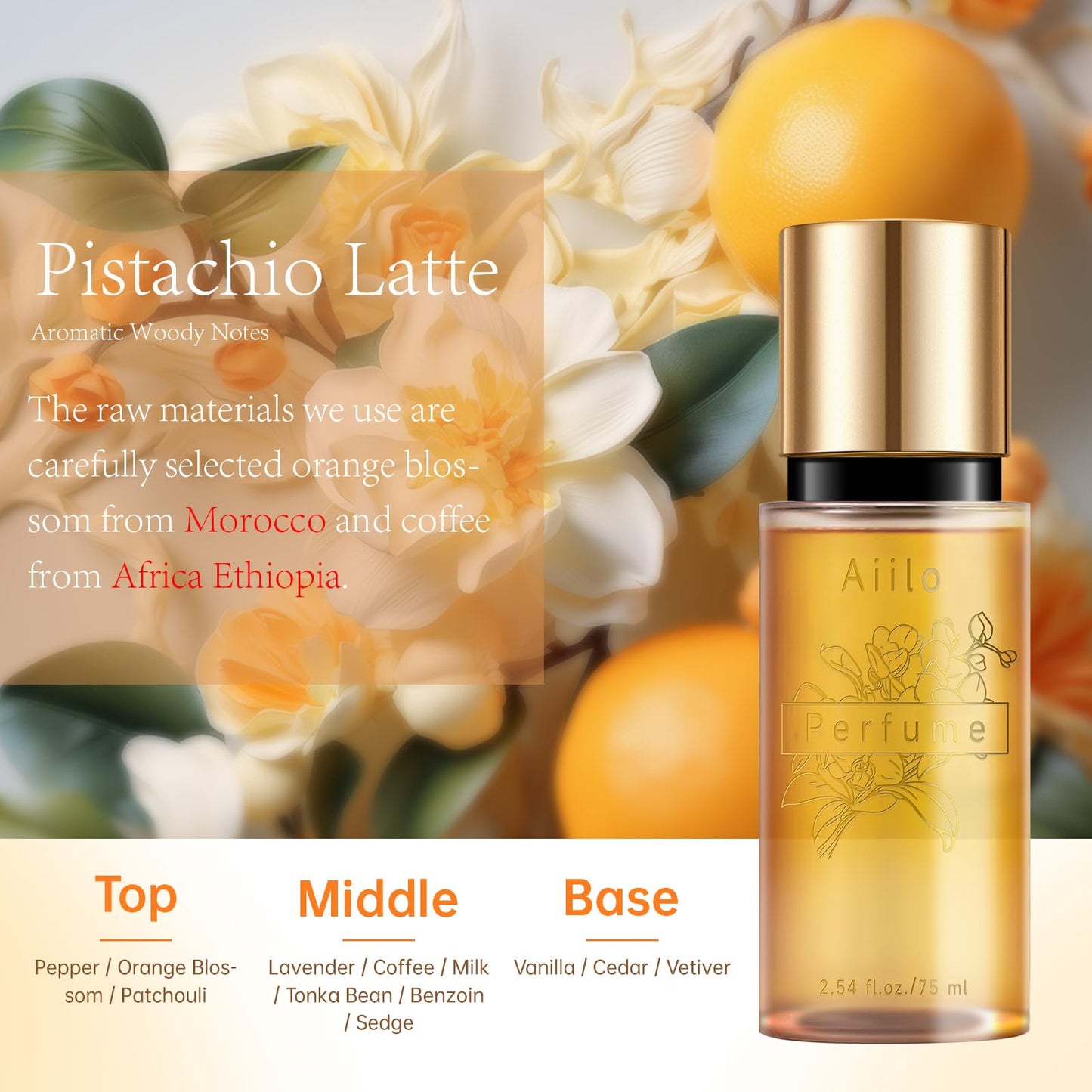 Aiilo Hair Perfume for Women, Long Lasting Hair Fragrance Mist, Hair Perfume Spray for Hair, Body & Clothes, Lightweight Non-Greasy Formula, Up to 8 Hours Freshness, 75ml/2.54 Fl Oz (Pistachio Latte)