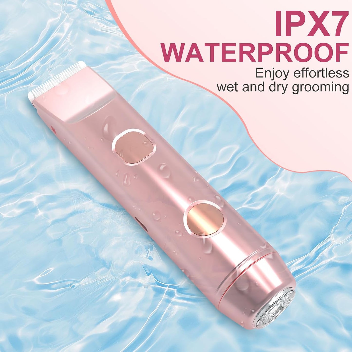 Bikini Trimmer for Women - 2 in 1 Electric Shaver with Dual Head | Waterproof Rechargeable Body & Facial Hair Remover