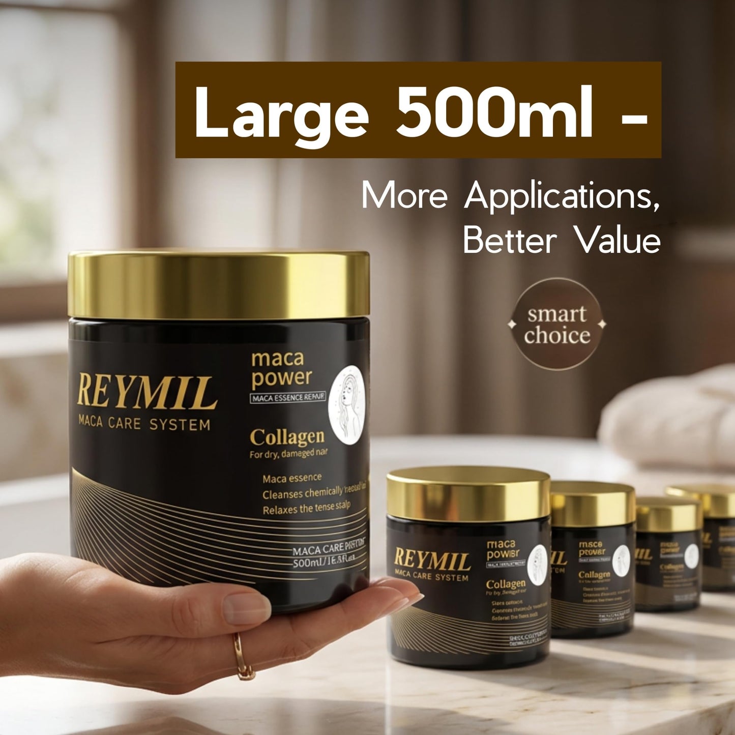 REYMIL-Collagen hair mask - hair treatment for dry damaged hair - Collagen Hair Treatment Deep Repair Conditioning Argan Oil Shine and Softness for Healthy Hair -16.9onz mascarilla para el cabello