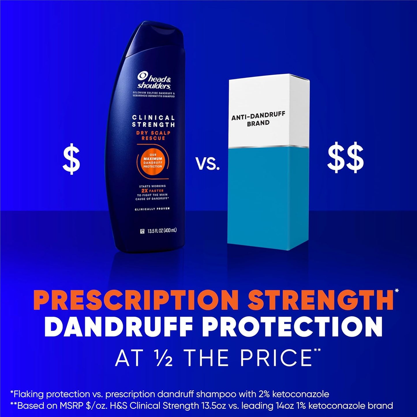 Head & Shoulders Anti-Dandruff Shampoo - Clinical Strength Dry Scalp Rescue, 1% Selenium Sulfide | 13.5 fl oz + Conditioner 9.1 oz