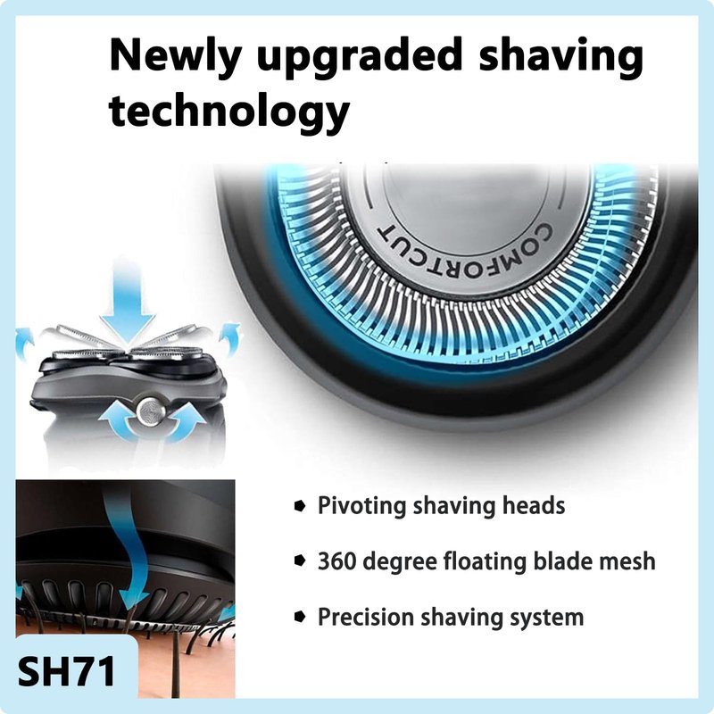 SH71 Replacement Blades for Philips Norelco Shaver Series 7000 and 5000,Upgraded SH71/52 Compatibility Double Blades for 7000 Series Replacement Heads
