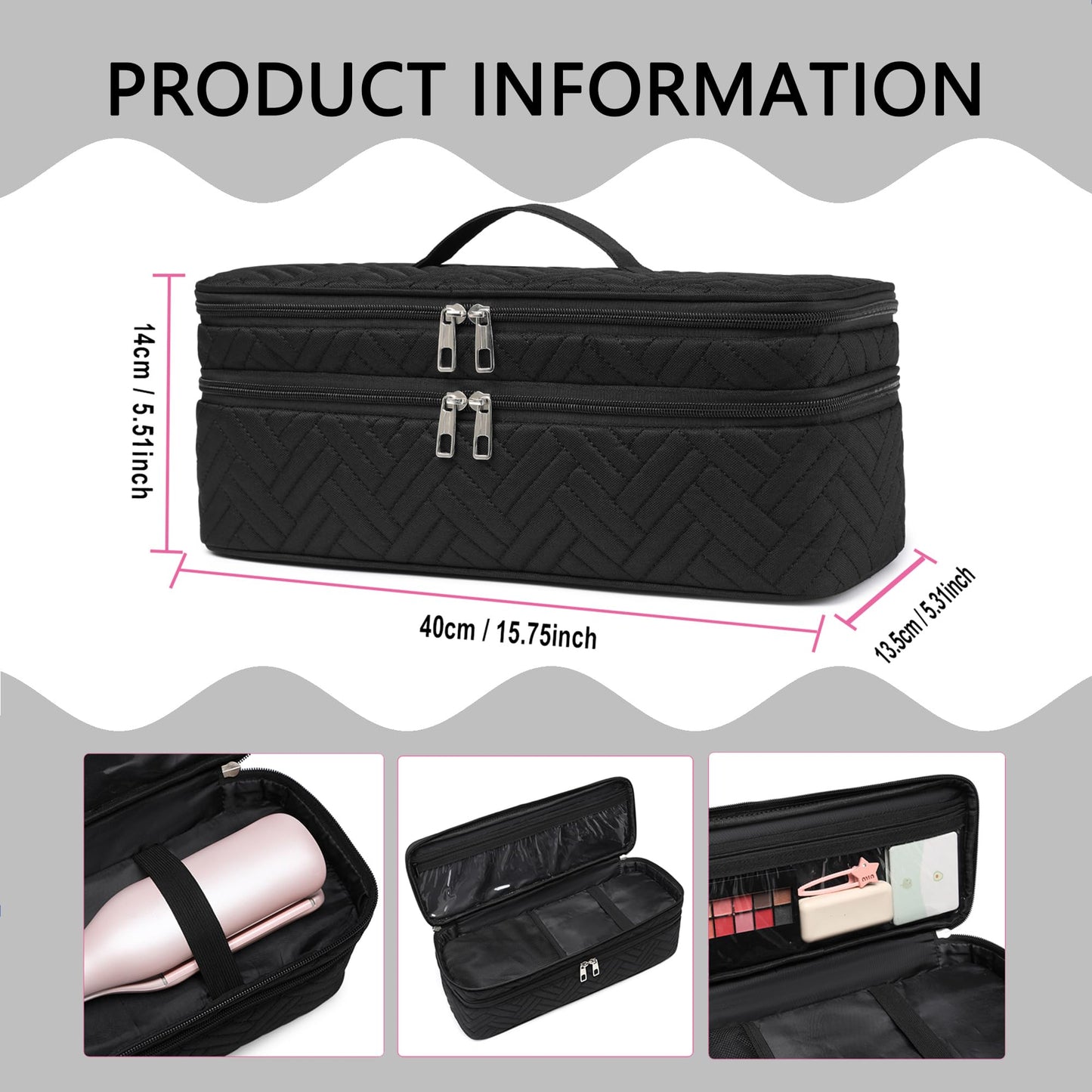 ARLMEGOR Double-Layer Carrying Case Apply to Revlon One-Step Hair Dryer, Travel Bag for Hair Volumizer/Styler,Water Resistant Storage Organizer Box,Compatible with FlexStyle Attachment (Bag Only)