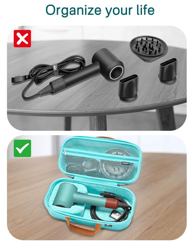 RAIACE Hard Storage Case Compatible with dyson Hair Dryer, Travel Carrying Bag. (for sale is case only). - Green