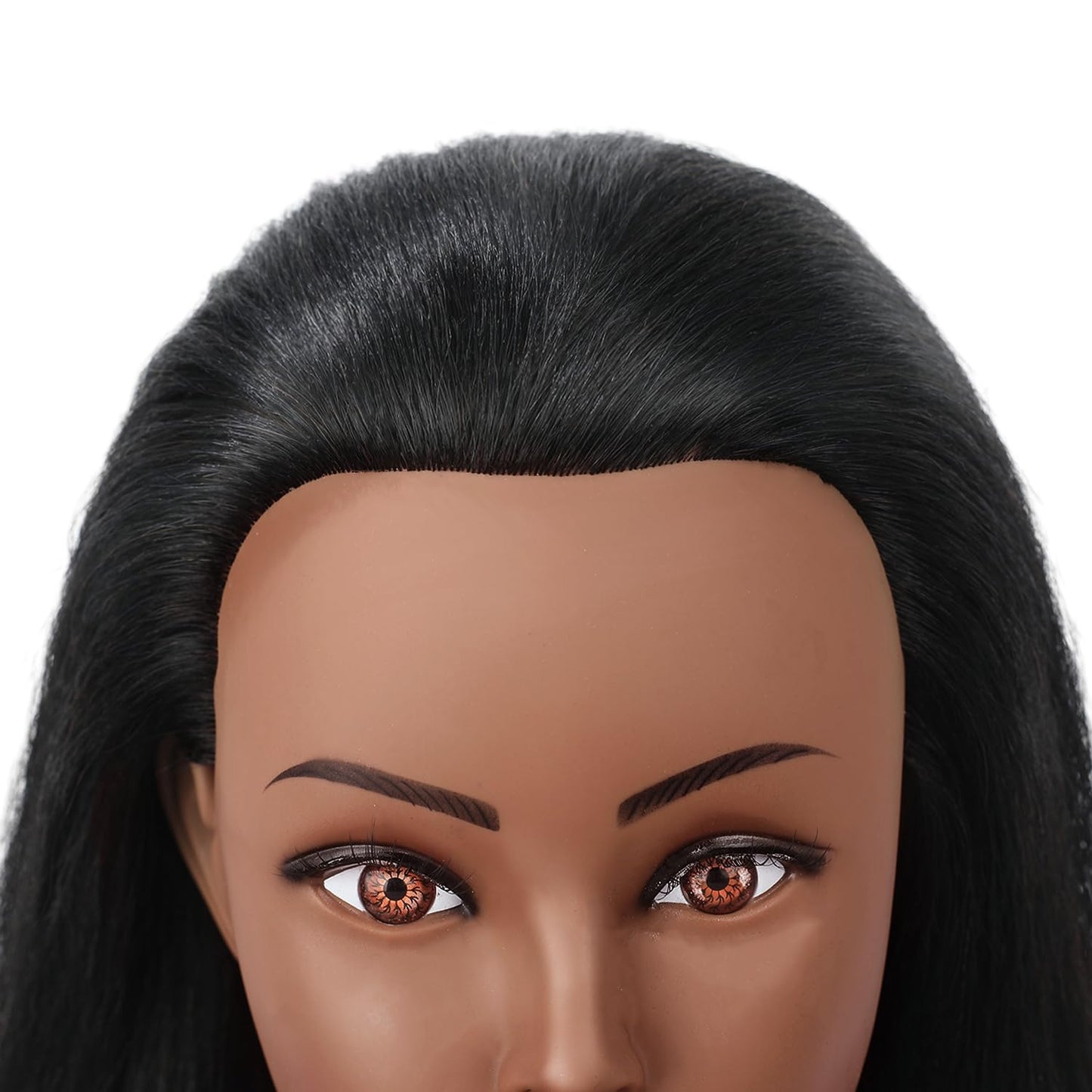 Real Hair Mannequin Head - 16" Cosmetology Training Doll for Hair Styling & Braiding | Black