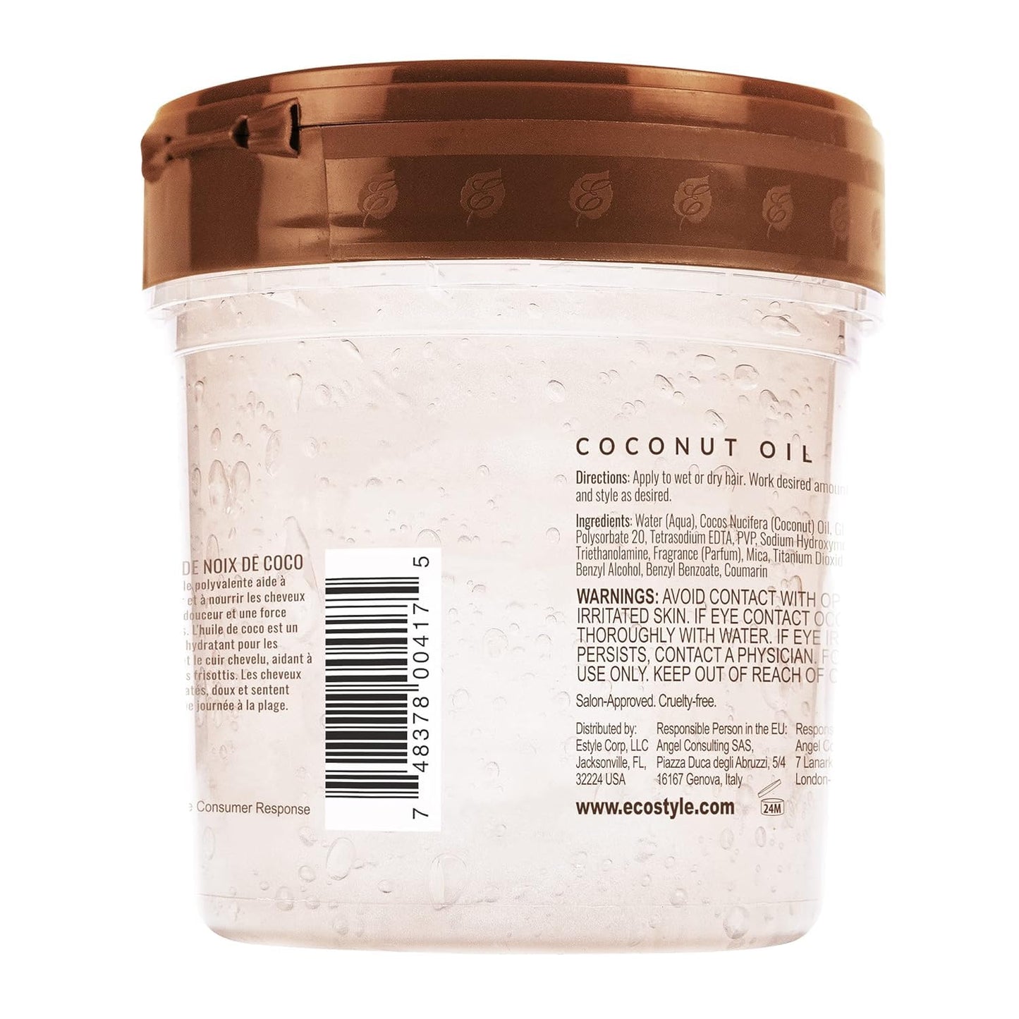 Coconut Oil Styling Gel - Weightless Hold & Moisturizing Shine for All Hair Types | 8 oz