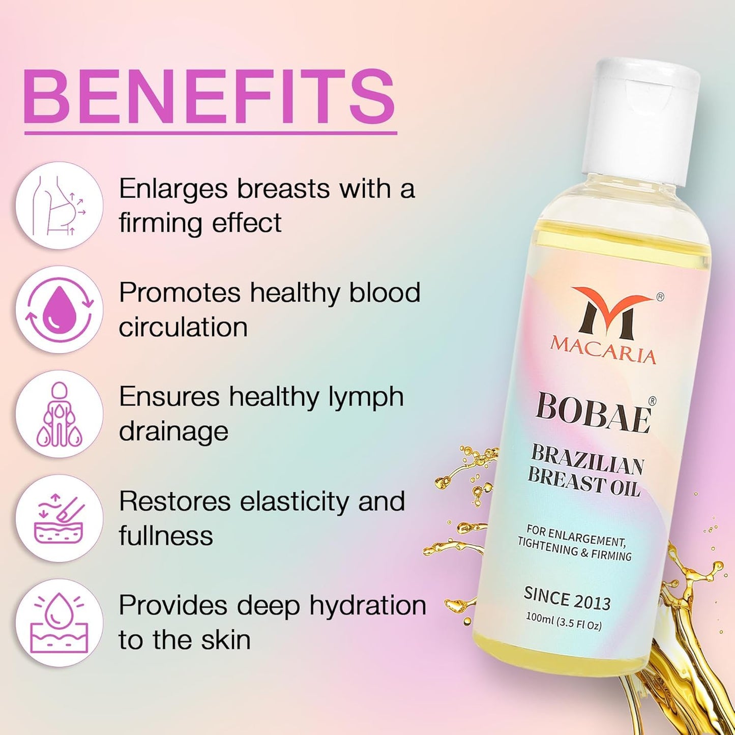 Brazilian Breast Tightening Oil - Firming & Toning Massage Gel for Enhanced Bust Size | Women's Breast Care