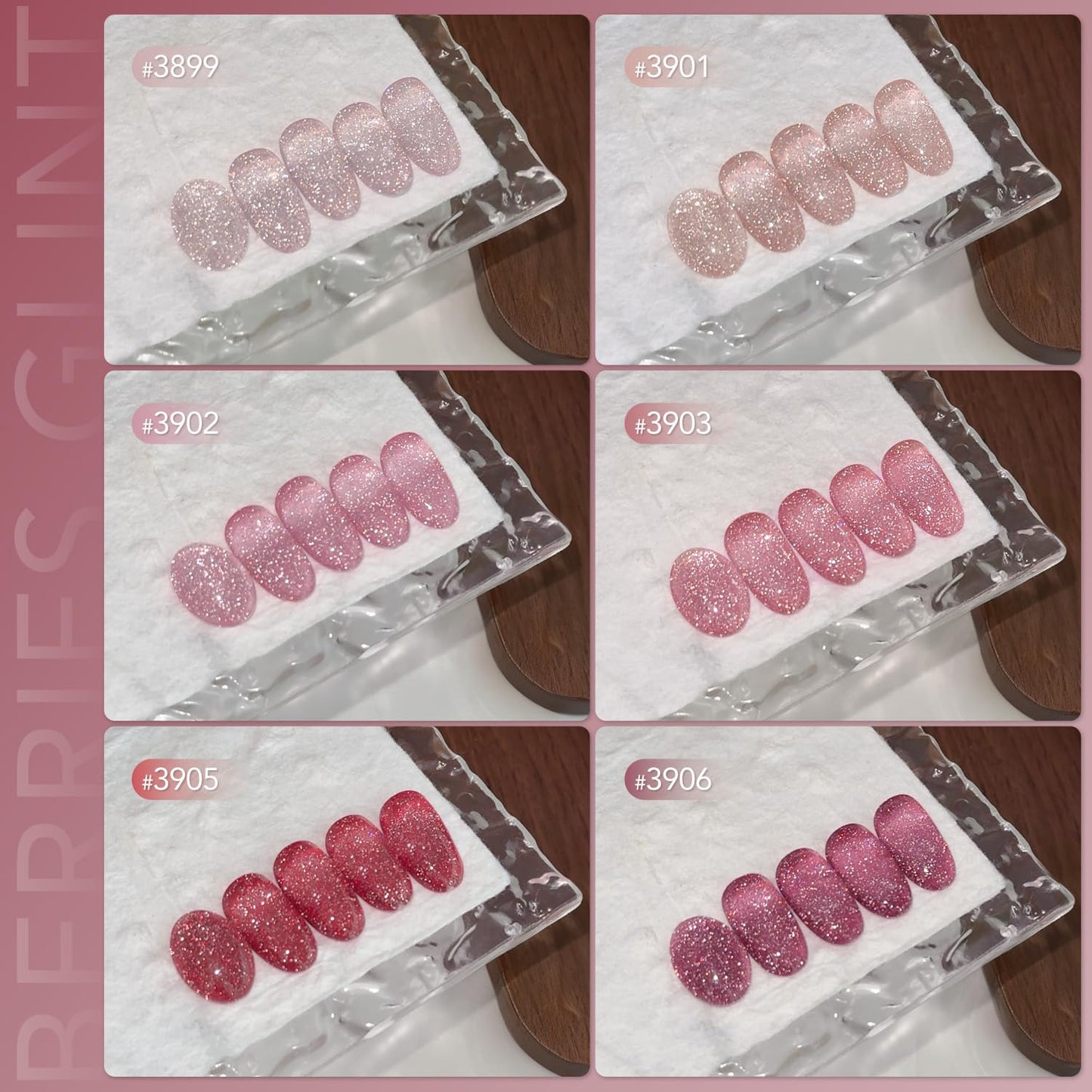 Glitter Jelly Gel Nail Polish Set - 6 Holographic Colors for Nail Art | Soak Off UV Gel