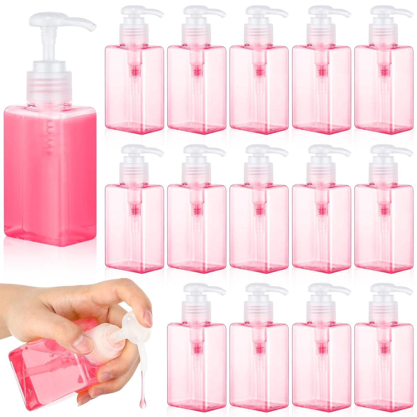 12 Pcs Mini Travel Pump Bottles - 100ml Plastic Dispenser Containers | Green & Brown
