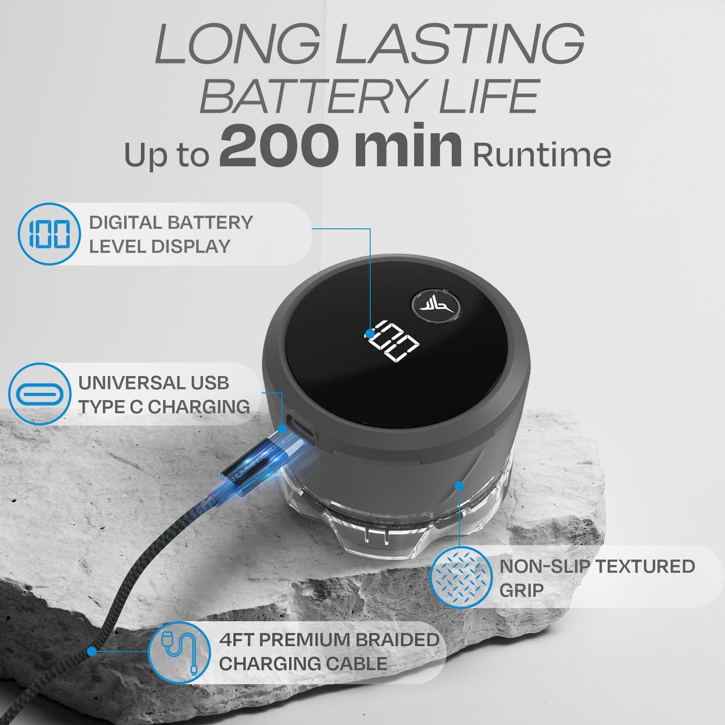 HUMMINGBIRD MK3 Stealth Edition Electric Head Shaver - No Nick Electric Razor for Men, Cordless USB C Rechargeable, Waterproof Wet/Dry Shave, 6 Blade Head, LED Display, Rotary Skull Shaver with Case
