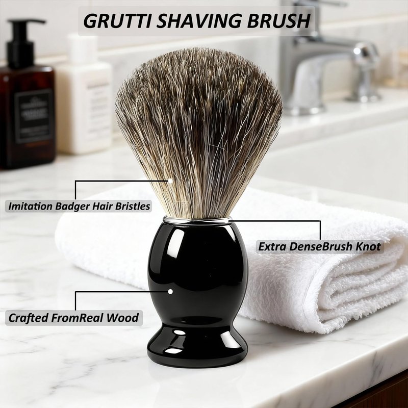 GRUTTI Shaving Brushes Kit For Men, 3 In 1 Shaving Brush Set Includes Shaving Brush, Shaving Bowl, Shaving Stand