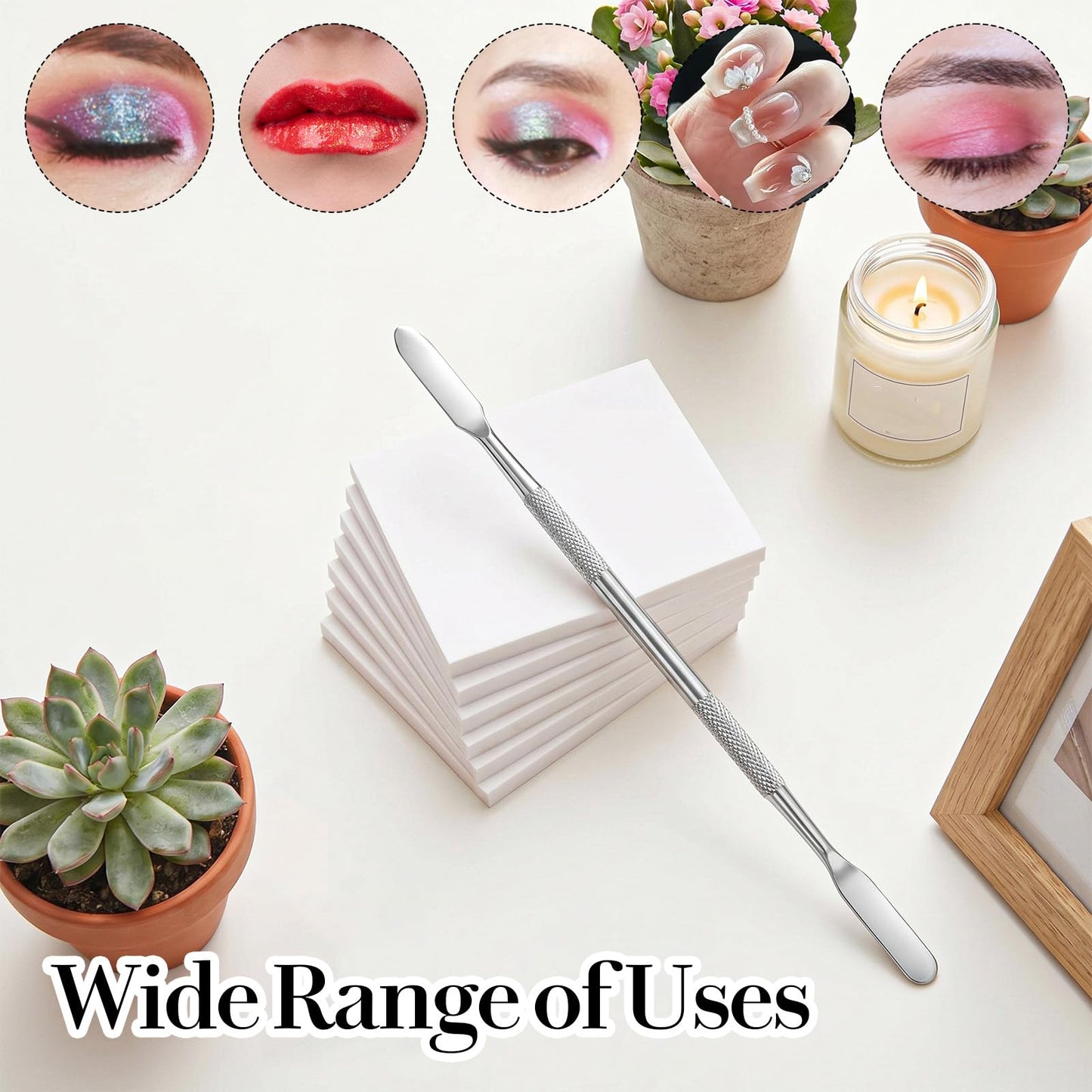 100Pcs Disposable Nail Art Palette Set, 3x3"Disposable Makeup Palette Paper with Nails Palettes Stirring Rod for Professional, DIY Makeup