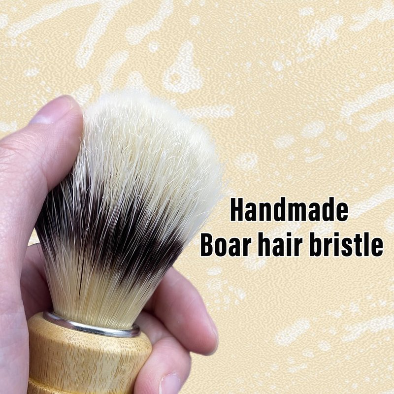 KIKC Hand Crafted Pure Boar Bristle Shaving Brush for Wet Shave, Comfortable Bamboo Handle, Shaving Brushes for Men,Soft Bristle, Best Gift for Bearded Man