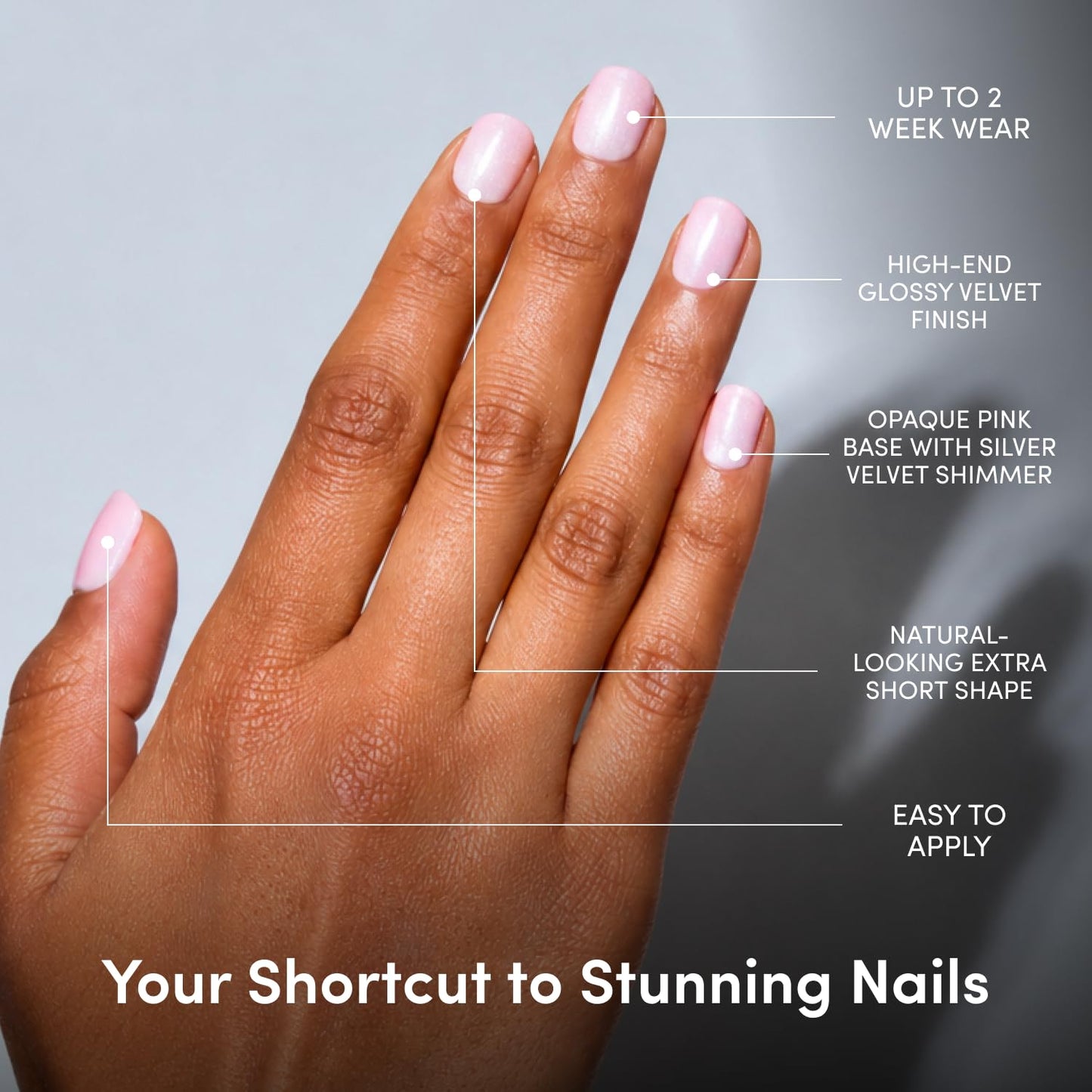 Glamnetic Pink Legacy Press On Nails - Extra Short Fake Nails | 30 Pc Kit