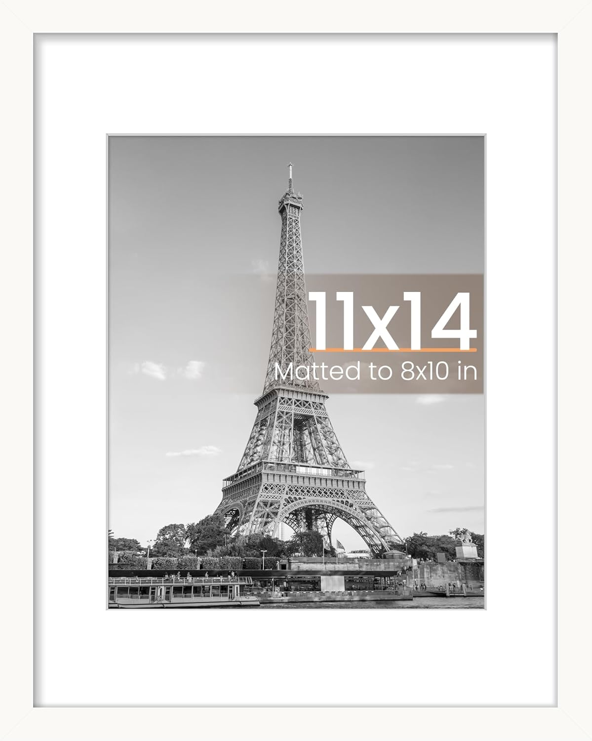 Upsimples 11x14 Picture Frame - Display 8x10 Photos with Mat or 11x14 Without Mat | Black Wall Hanging Frame